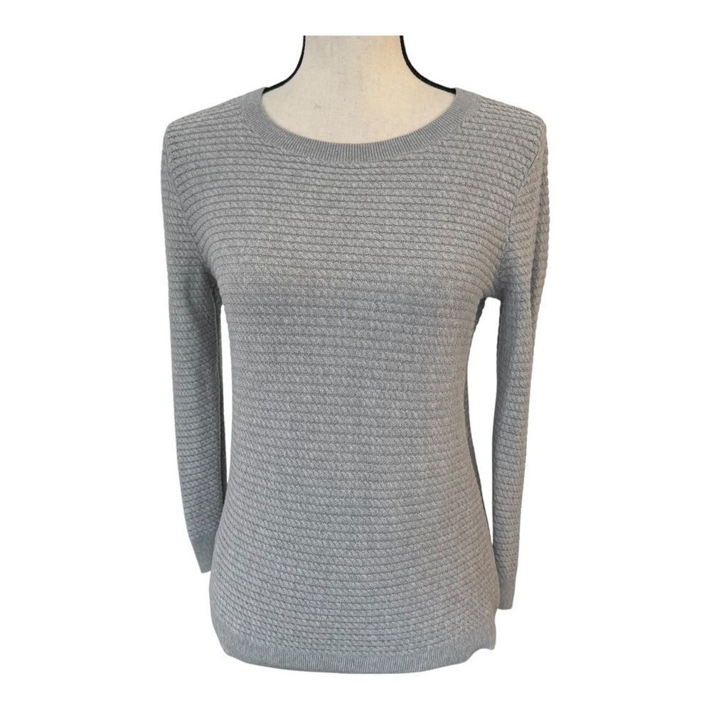 Ann Taylor Womens Silver Frost Mini Cable Stitch Sweater Pullover PM